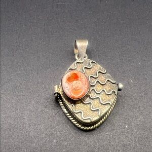 Vintage Silver and Orange Stone Pendant